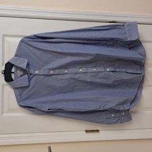 👍Jack Stone Blue and White Pinstripe Long Sleeve Button Front Shirt